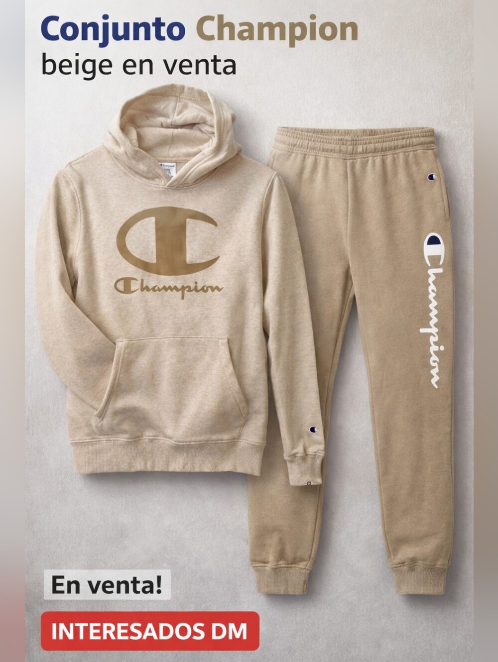 Champion Beige Hoodie & Jogger Set
